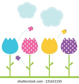 Cute spring garden Tulips isolated on white