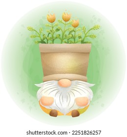 Cute Spring Gnomes in Aquarell Style Handzeichnung Graphics 02