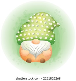 Cute Spring Gnomes in Watercolor Style Hand Drawing Graphics 08