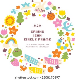 cute spring icon illustration circle frame