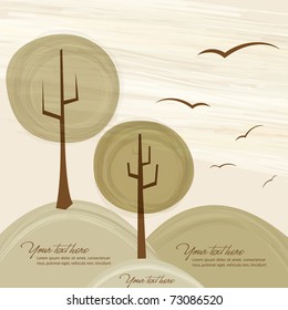 Cute Spring Landscape Illustration in Pastel Colors