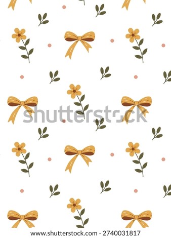 A cute spring pattern with pretty yellow bows and flowers. Suitable for textiles and fabrics.