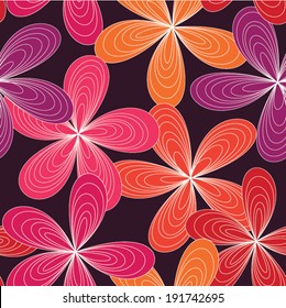 Cute spring pink and orange flower pattern seamless background