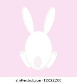 Cute spring rabbit back  greeting card, illustration for decorations. Digital drawn.