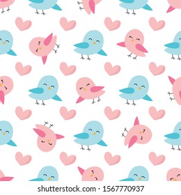 Cute spring seamless pattern with colorful birds.