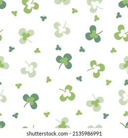 Cute Spring Seamless Pattern with Green Clover Leaves Vector Graphic Silhouette can be use for background and apparel design
