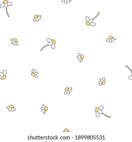 cute spring seamless pattern with hand drawn camomile doodles for wrapping paper, backgrounds, wallpaper, packaging, textile prints, scrapbooking, etc. EPS 10