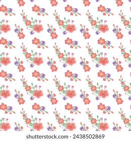 Cute spring seamless vector pattern with flowers