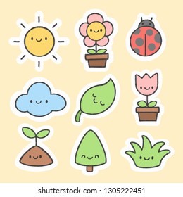 Cute Spring sticker hand drawn cartoon collection