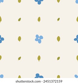 Cute spring, summer flowers. Seamless pattern for textile, fabric, paper print. Vector illustration in modern style.
