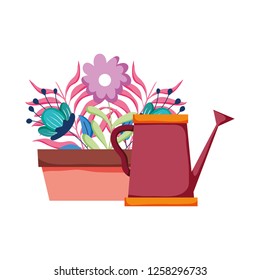 cute sprinkler of garden with houseplant