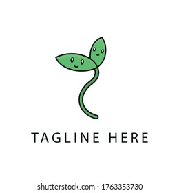 cute sprout leaves logo vector. sprout character illustration.
