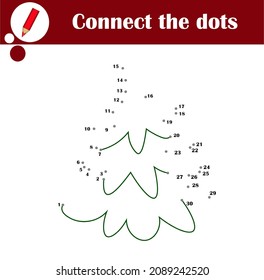 Cute spruce. Coloring and dot to dot educational game for kids