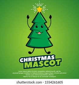 cute spruce mascot vector illustration. christmas theme