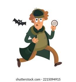 Cute spy in cartoon style. Character for postcards, books, posters. Vector illustration, icon on isolated background.