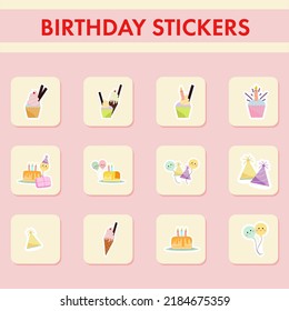 Colecciones Cuestas De Patatas De Pastel, Globo De Helado Y Sombrero De Fiesta De Cumpleaños.