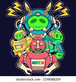 cute squad robot vector illustration