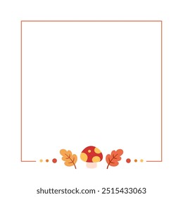 Cute Square Autumn Frame Border Template. Can be used for shopping sale, promo poster, banner, flyer, invitation, website or greeting card. Vector illustration