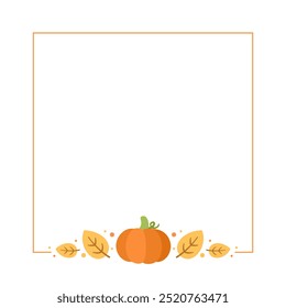 Cute Square Autumn Frame Border Template. Can be used for shopping sale, promo poster, banner, flyer, invitation, website or greeting card. Vector illustration