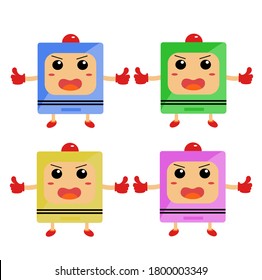 Cute Square Character in Flat Design