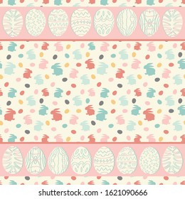 Cute square easter background with copy space. Place for text. Scrapbooking design. Vector simple cartoon illustration. Holiday banner,invitation. Kids print with silhouettes bunny. Birthday card.