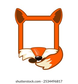 Quadrado Fox bonito. Avatar de desenhos animados para jogos de interface. Moldura de animal vazio para a decoração, impressão ou adesivos de seus filhos