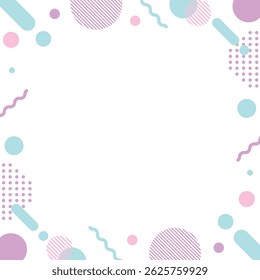 Cute square frame with memphis design