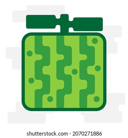 Dibujo de diseño plano de la sandía fresca Cute Square para camiseta, afiche, tarjeta de regalo, cubierta o logotipo