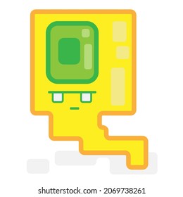 Caricatura de diseño plano de ghost cuadrado de Cíclops de Halloween para camiseta, afiche, tarjeta de regalo, cubierta o logotipo