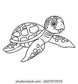 Cute square page coloring book for children. Simple funny kid's drawing.
Turtle coloring pages for kids