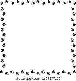 Cute square paw print frame illustration
