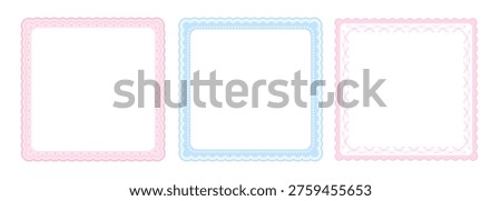 Cute square scallop frame in vintage coquette style. Lace ornament border for photo, text, cards, invitations.