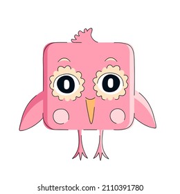 Cute square shaped fox. Vector character for children