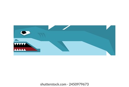 Tiburón cuadrado lindo en un fondo blanco, Ilustración vectorial