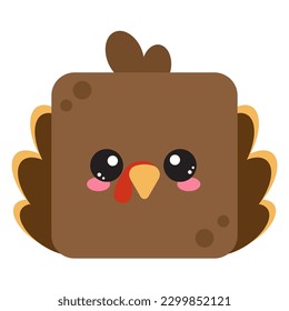 Cara de pavo cuadrada. Caricatura de carácter animal. Diseño minimalista y sencillo. Ilustración de pájaro vector.