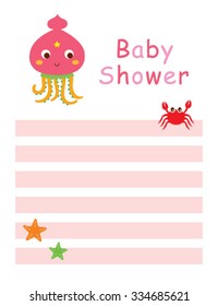 cute squid baby shower invitation card