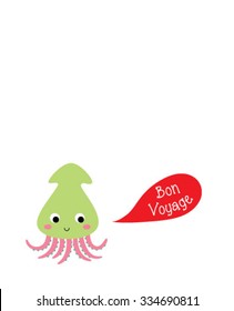 cute squid bon voyage greeting card
