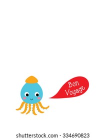 cute squid bon voyage greeting card