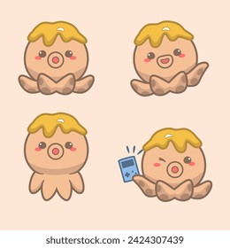 Cute Squid Cartoon Character Illustration