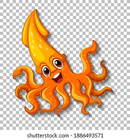 Personagem de desenho animado Lula bonito sobre ilustração de fundo transparente
