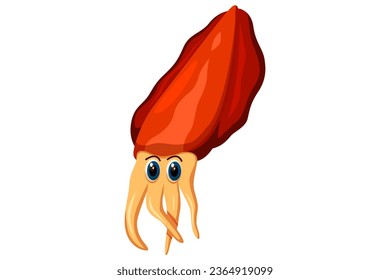 Cute Squid Character Design Illustration