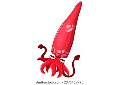 Cute Squid Character Design Illustration