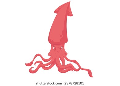 Cute Squid Character Design Illustration