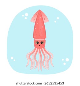 cute squid character. Vector Illustration for printing, backgrounds, covers and packaging. Image can be used for greeting cards, posters, stickers and textile. Isolated on white background.
