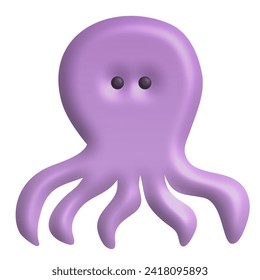 Cute squid illustration 3d for kids