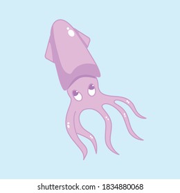 cute squid illustration. purple. great for mascot, logo, icon