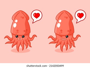 Cute Squid Mascot Cartoon Vector