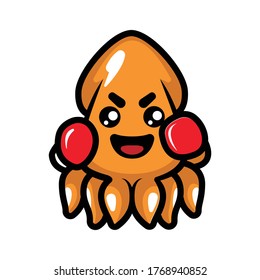Cute squid mascot design illustration