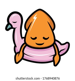 Cute squid mascot design illustration