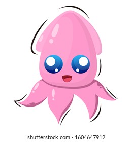 cute squid mascot design vector